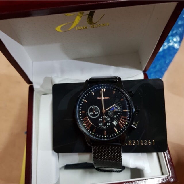 Jam Tangan Pria Trendi Stainless Antiair Original Jims Honey JH 8037 Men Watch Chrono