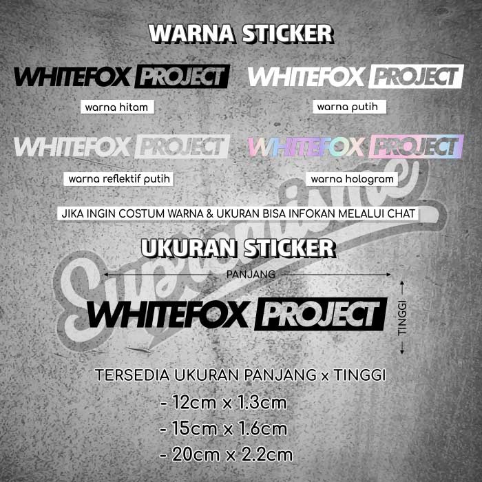 Stiker Whitefox Project / Sticker Mobil Whitefox Project / Stiker Jepang Whitefox Project / Sticker Emblem Whitefox Project Glossy Waterproof / Sticker Hologram Whitefox Project