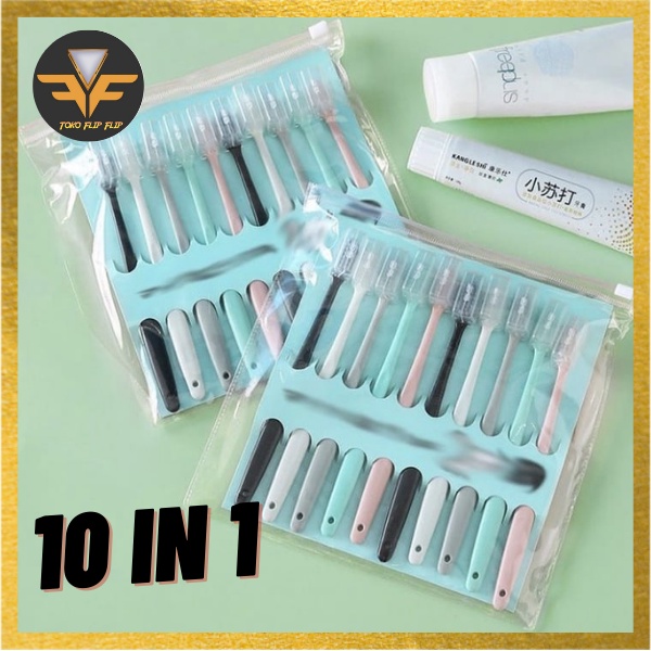 Sikat Gigi satu Set isi 10pcs Arang Putih Eco Friendly Travel Tooth Brush Kepala Kecil Bulu Lembut Sensitif Sensitive