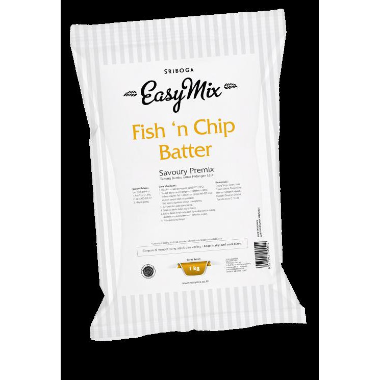 

Tepung Premix SRIBOGA EASYMIX FISH N CHIP BATTER 1kg