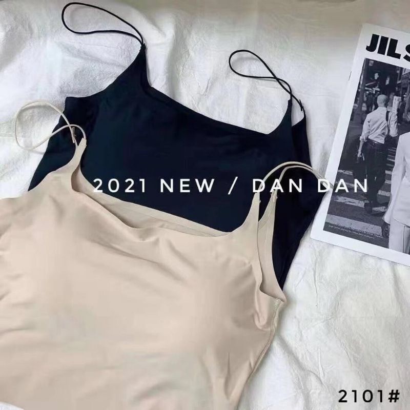 tanktop seamless tanktop Korea crop top Korea tali spaghetti square neck dalaman cup bra