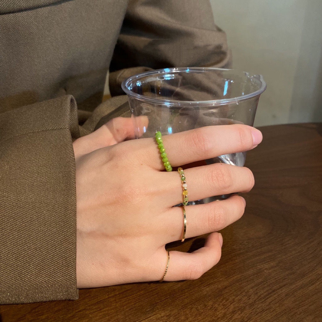 4pcs / Set Cincin Manik-Manik Mutiara Warna-Warni Dapat Disesuaikan Untuk Wanita