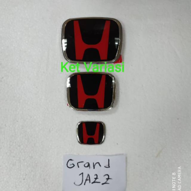 Emblem/ logo Honda hitam merah+ logo stir hitam ORI mobil Grand Jazz