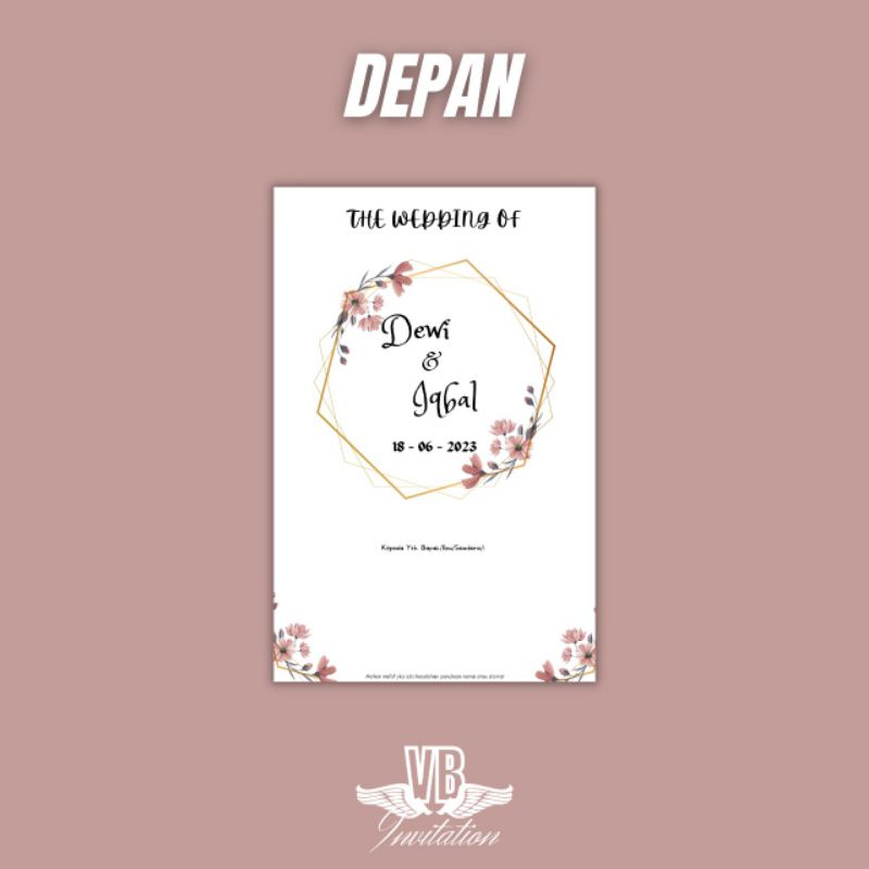 UNDANGAN PERNIKAHAN SUPER CANTIK ELEGANT AESTHETIC TERKINI SIMPLE MEWAH VBU 015