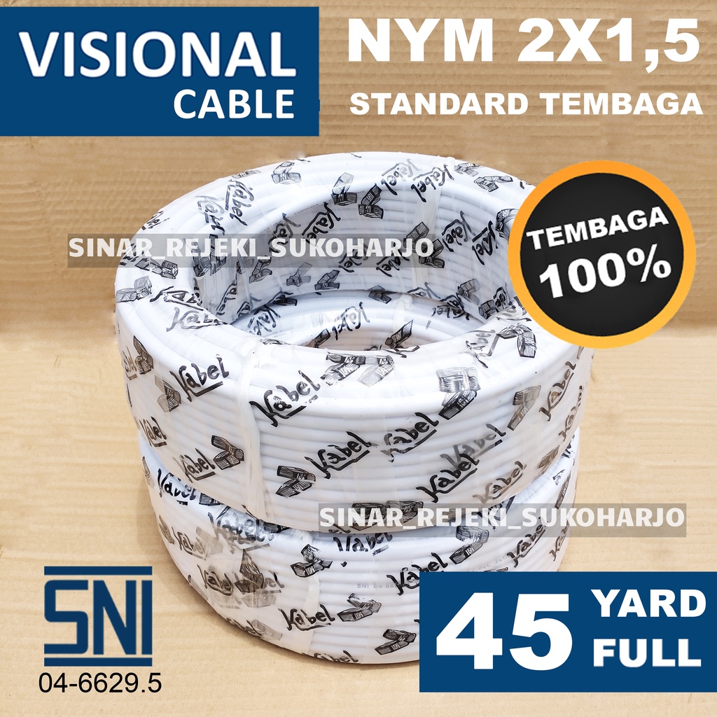 Kabel Listrik NYM SNI Tembaga 2x1,5 ROLL 45 YARD FULL 2x1.5 Kabel NYM Tembaga Asli