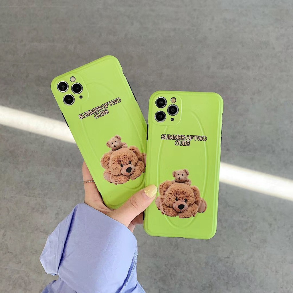 Case Gambar Beruang Warna Hijau Untuk Iphone 7 8 Plus X Xr