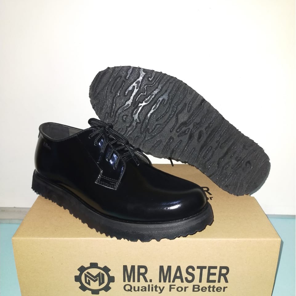 Sepatu Pdh Tali Putar Gibson Kilap Glossy Kulit Sapi Asli Merk MR MASTER Sepatu Pdh Dinas Kantor Untuk Tni Polri Security Satpam