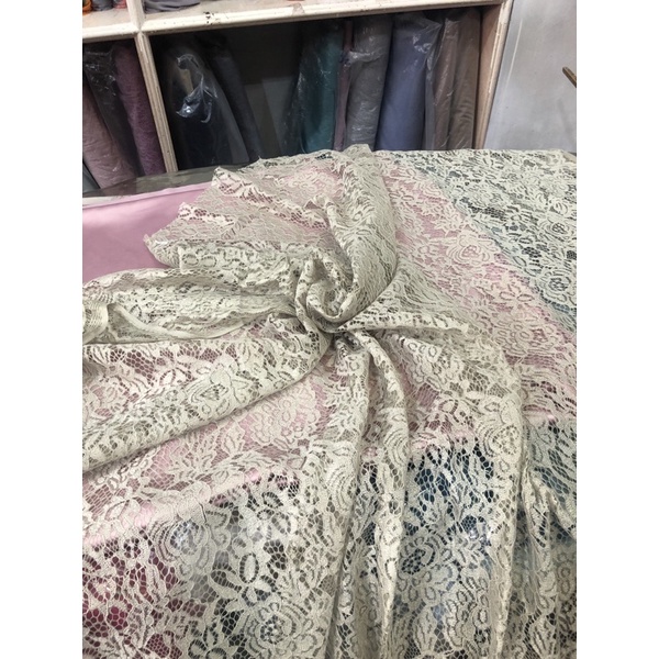 BAHAN KEBAYA GAMIS BRUKAT TILE CORNELI WARNA IJO SAGE