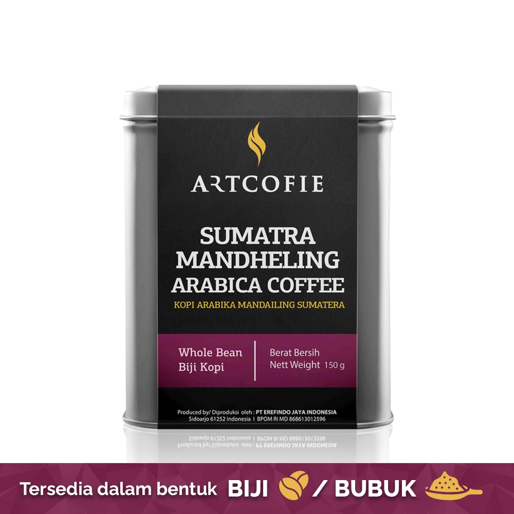 

Artcofie Kopi Sumatra Mandheling Arabica Tin Box Biji / Bubuk 150gr (Bubuk/Biji)