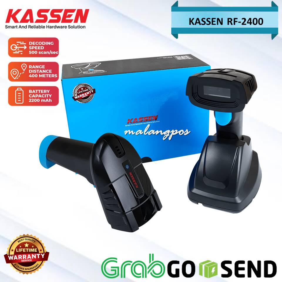 BARCODE SCANNER E-FAKTUR KASSEN RF2400 RF 2400 2D WIRELESS  BARCODE SCANNER UP TO 400M TAHAN 7 HARI