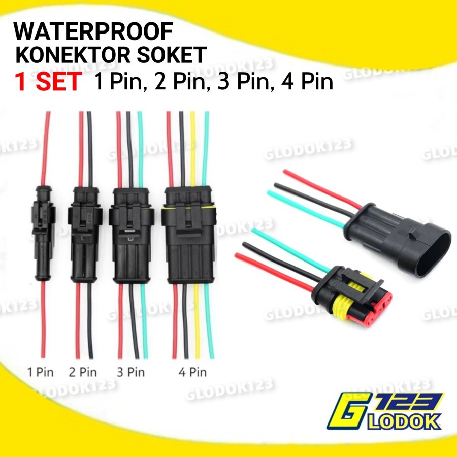 Soket Konektor Kabel Anti Air Socket Waterproof 1P, 2P, 3P, 4P