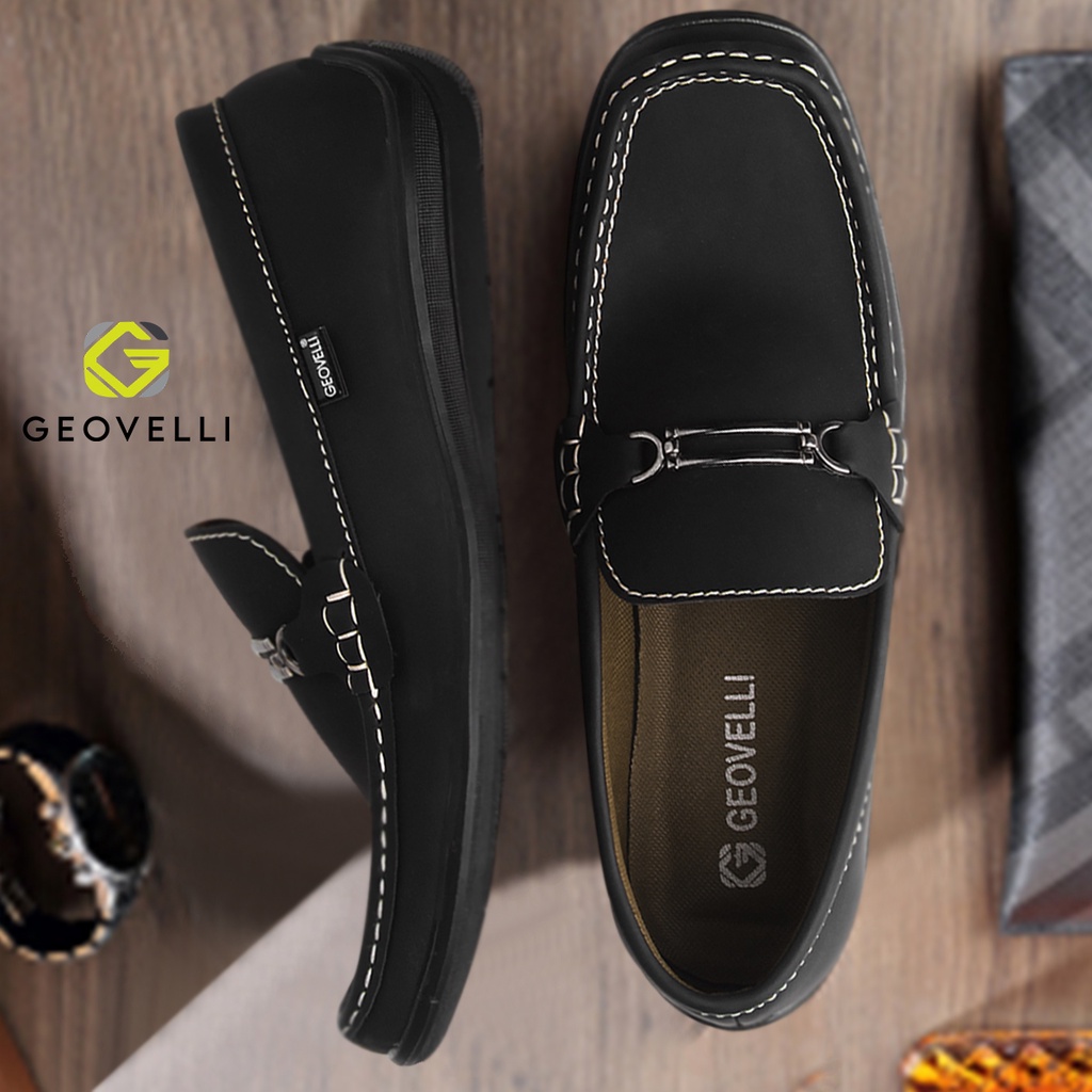 GEOVELLI STORE | Sepatu Kasual Pria Hitam G-1970 Sepatu Kerja Kantor Santai - Sepatu Oxford