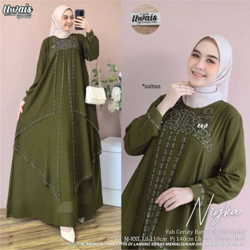Cod Niyka payet maxy/gamis cantik/dress pesta/gamis kondangan/gamis polos/gamis busui/gamis ld 110/g