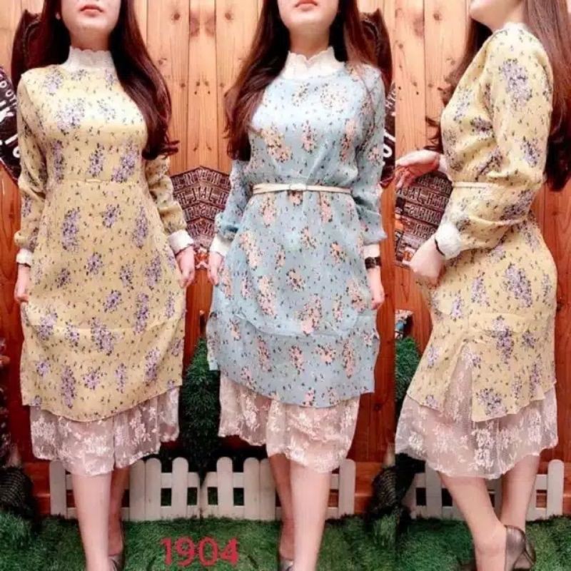 tunik import plisket bunga/tunik bangkok renda/tunik plisket renda import