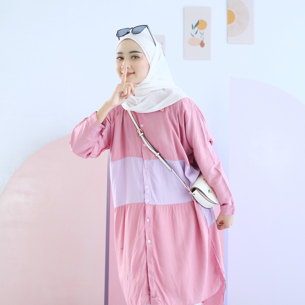 (DBY) TUNIK KEMEJA MAUDYA OVERSIZE RUFFLE DAILY BUSUR DRESS RAYON