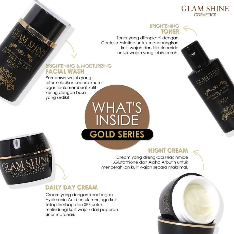 skincare glam shine gold series