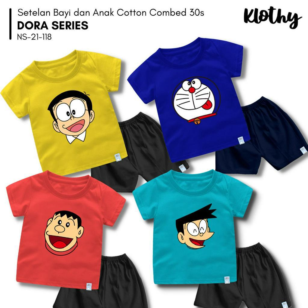 Setelan Kaos Anak & Bayi DORAEMON NOBITA SISUKA GIANT SUNEO Premium Katun combed 30s