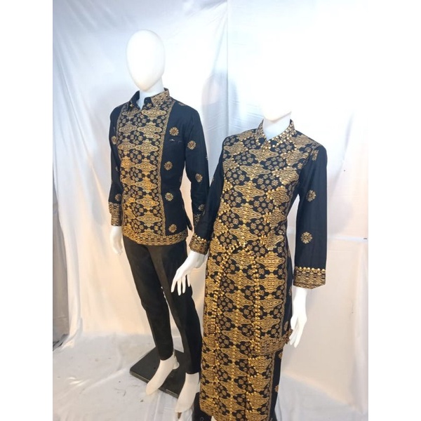 baju songket hitam gold/baju couple/baju pasangan