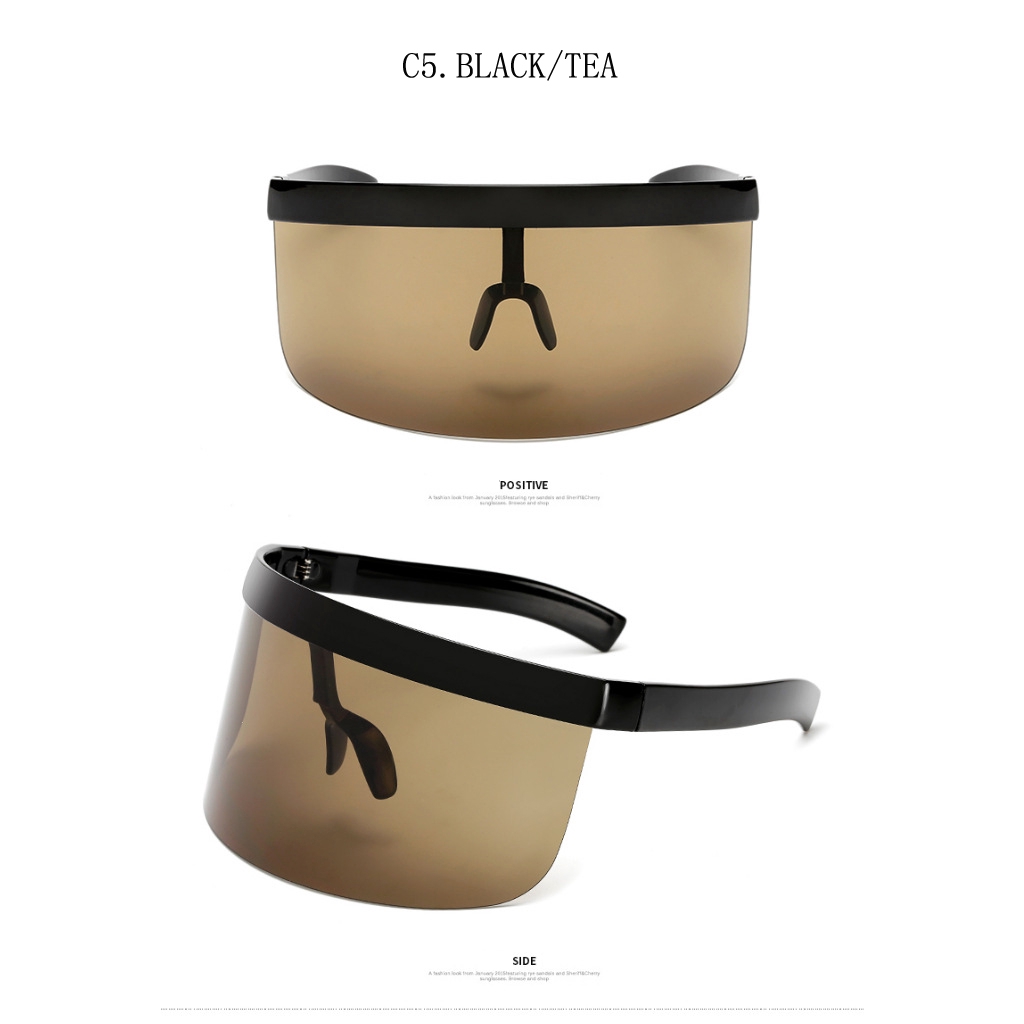 Kacamata Hitam Oversized Lensa Bening Bentuk Kotak Untuk Wanita One Piece