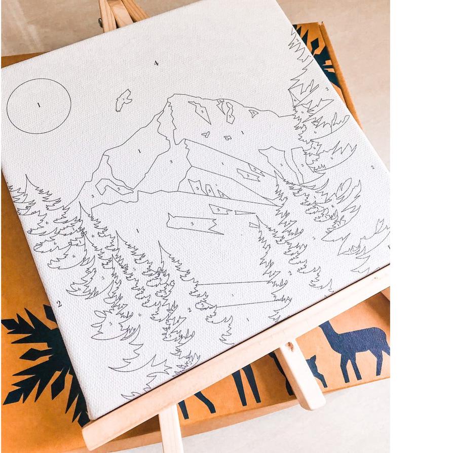 

44F✤ Paint By Number Snow Field | ByPainters | Painting Set | 20x20cm Kanvas & 6 Akrilik | Kit Melukis Pasti Ada