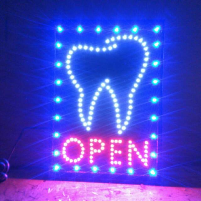 Led sign / tulisan lanpu led open + gigi