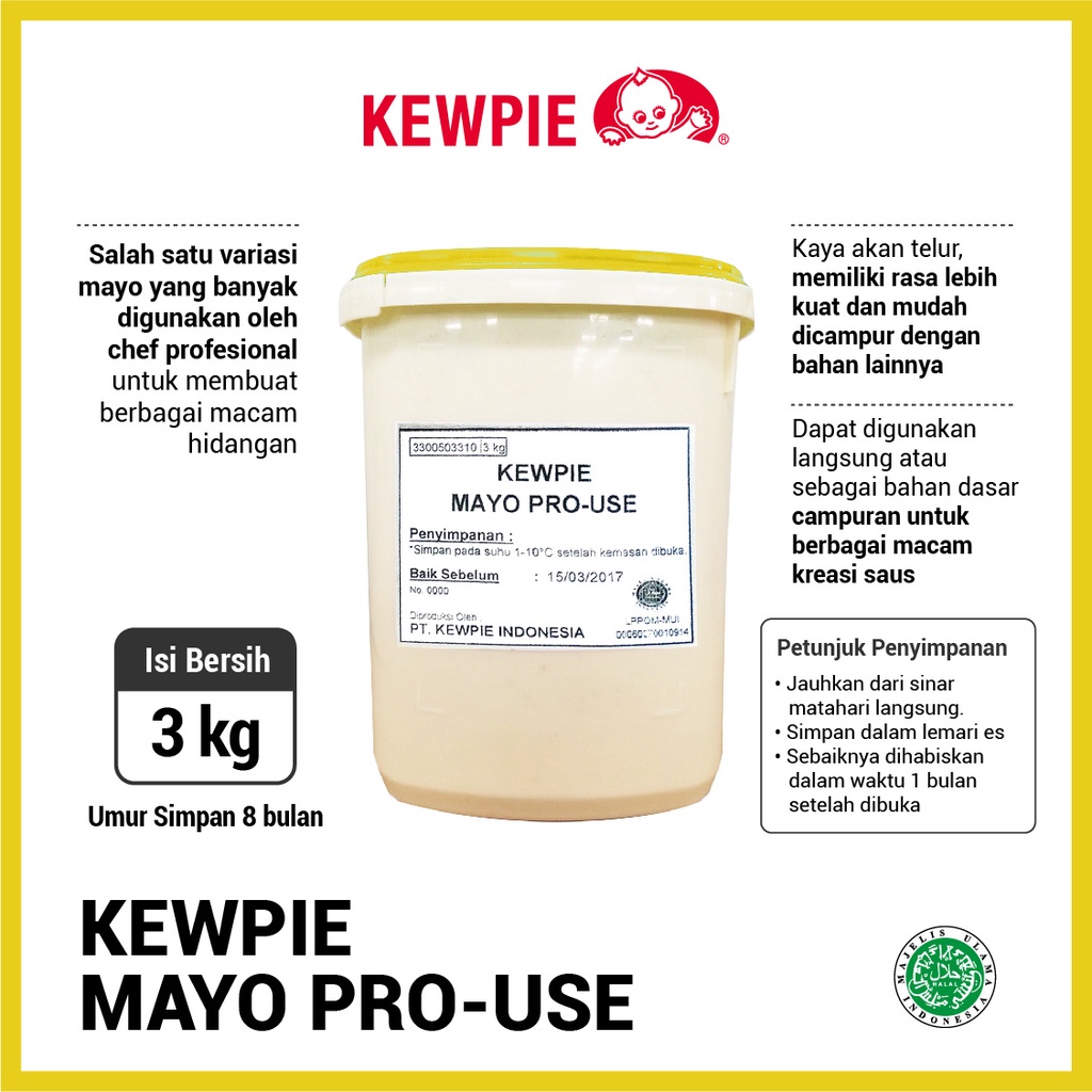 Kewpie Mayonnaise Mayonaise Mayo Saus Salad PRO USE 3 kg 3kg