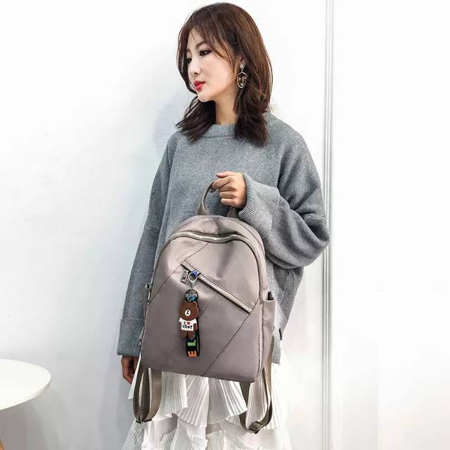 TAS RANSEL BACKPACK ATLAS TA077G3 ANTI AIR WANITA IMPORT KULIAH FASHION ABU GEMBLOK PUNGGUNG SEKOLAH