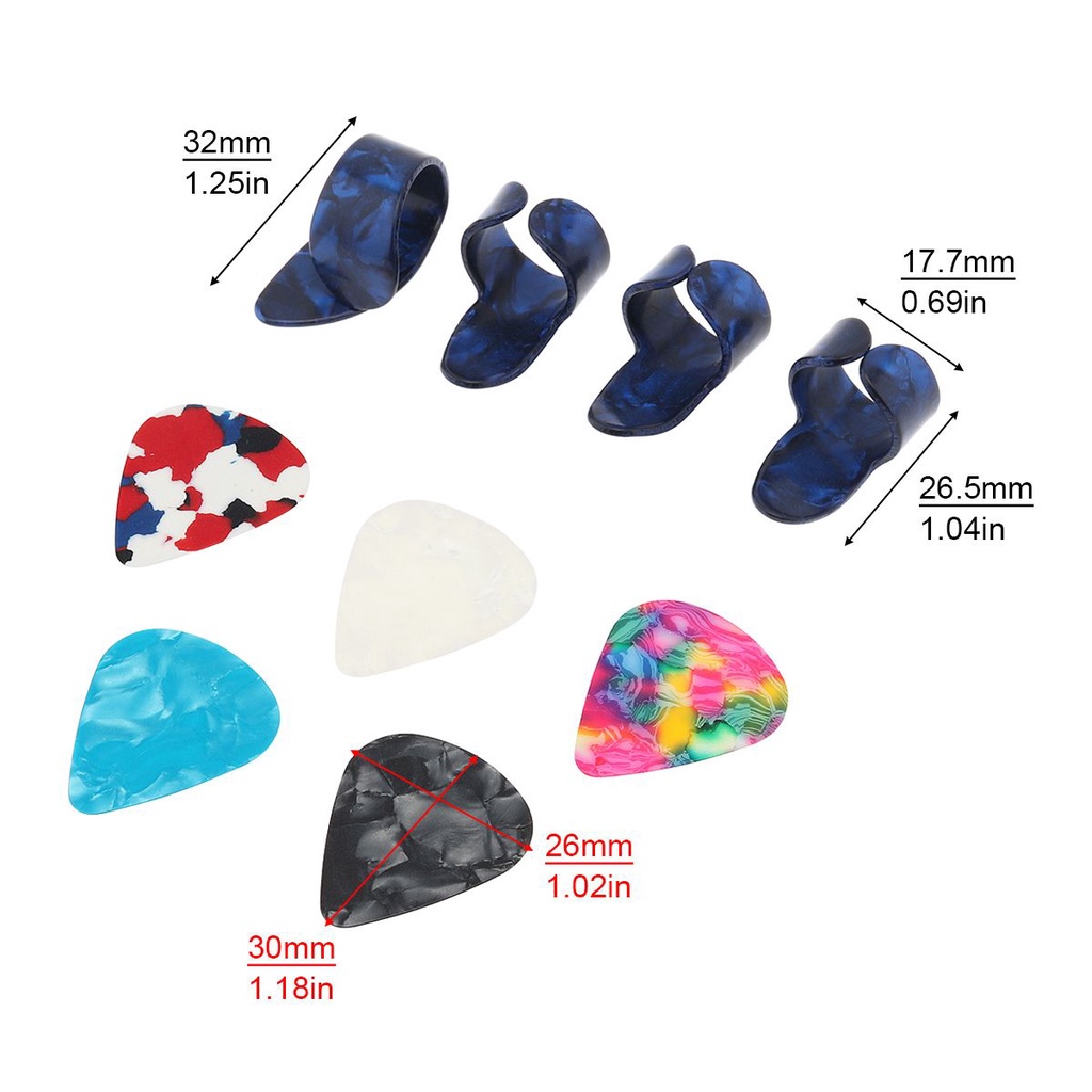 15pcs Stiker Pick Gitar Bahan Stainless Steel Dengan Kotak