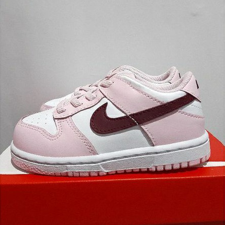 pink and red low dunks