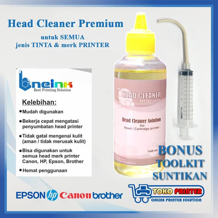 Head Cleaner Premium ONE ink 100ml untuk cartridge tersumbat