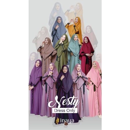 Nesty Syari by Inaya | Set Gamis Jilbab Free Masker | Inaya Exclusive