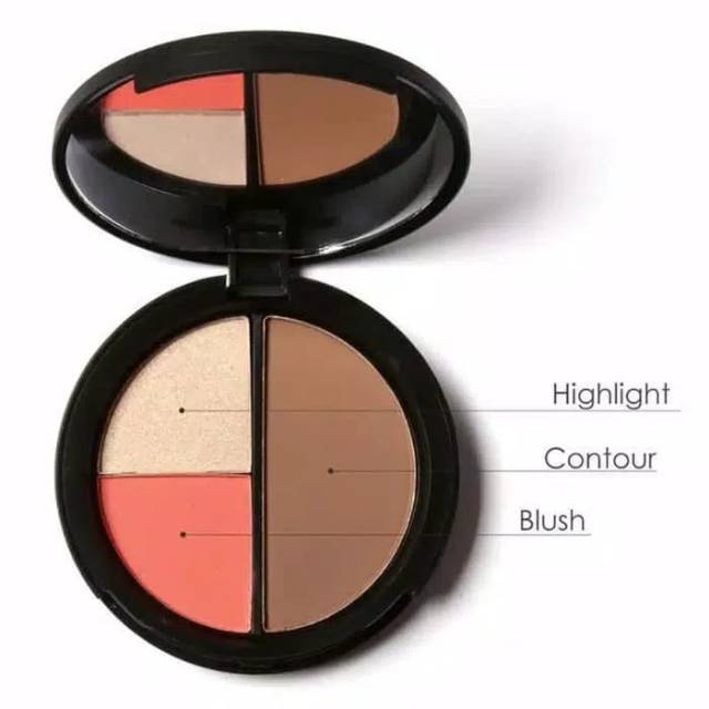 Focallure ori contour + blush on highlighter pallete 3 warna