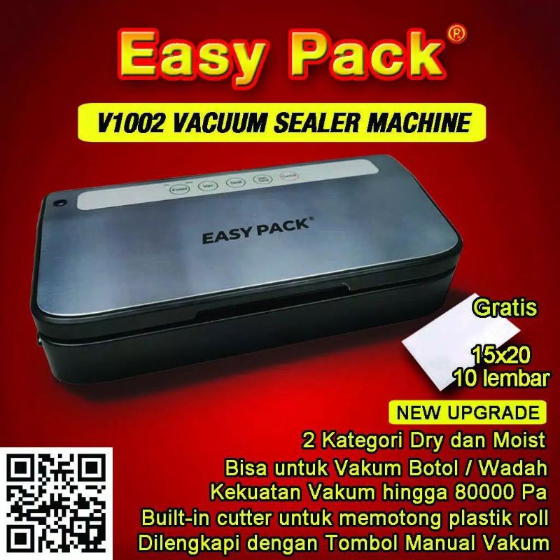 Mesin Vakum Makanan Vacuum Sealer EASY PACK V1002 Automatis Manual Plastik Alat Vakum Vacum Seal