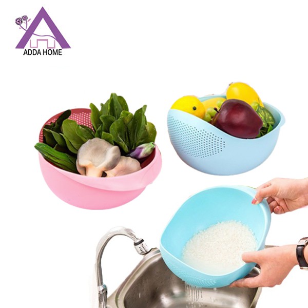 Adda Home - Tempat Cuci Beras Sayuran Buah / Wadah Saringan Cuci Beras