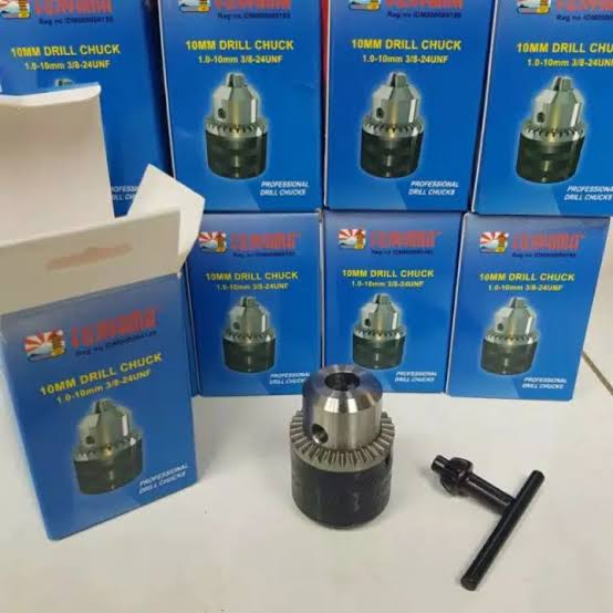 Kepala Mesin Bor 10mm x 3/8&quot; &amp; 13mm x 1/2&quot; Drat Key Set Drill Chuck FUJIYAMA