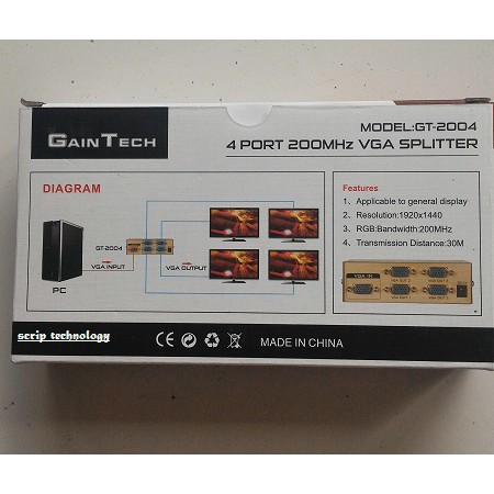 Vga Spliter 4 Port / Splitter 1-4 Gain Tech