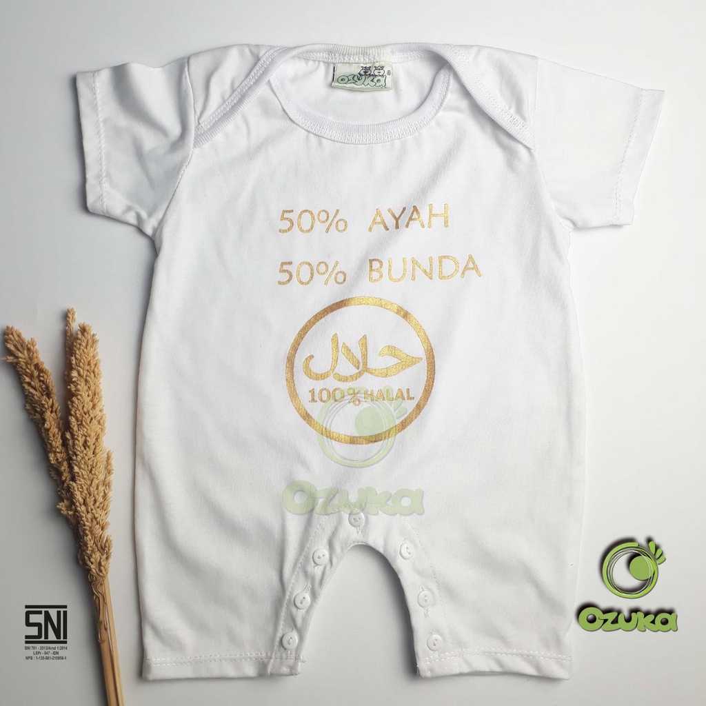 Baju Bayi Laki Laki 100% Halal Ayah Bunda Jumper Bayi Islami Ozuka