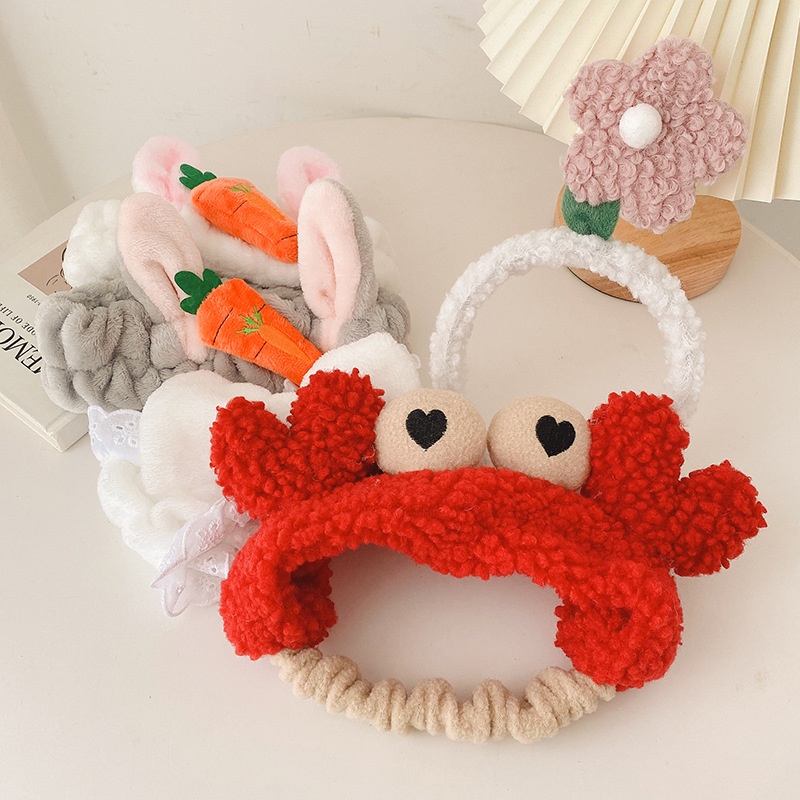 AC013 Bandana Bando Headband Makeup atau Cuci Muka Motif Imut dan Lucu Model Korea Crab Mata Love