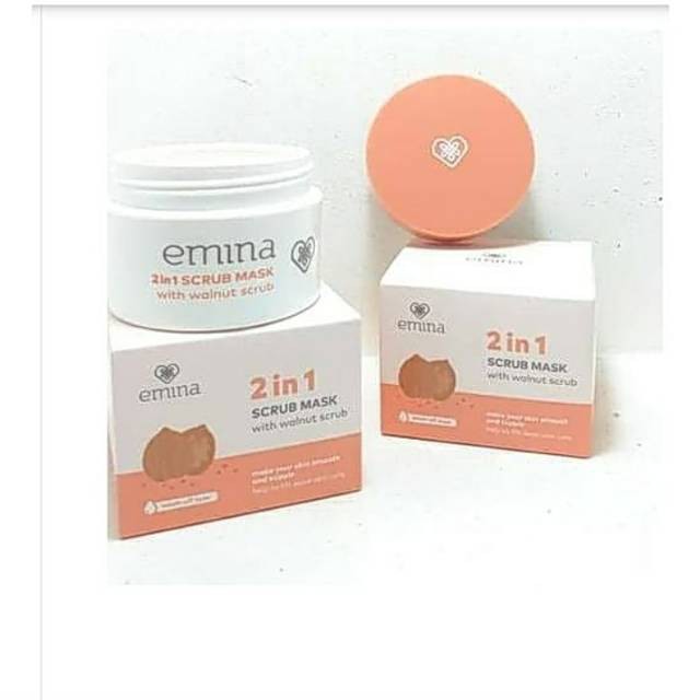 ★ BB ★ EMINA 2 in 1 Scrub Mask With Walnut Scrub | Masker Wajah 2in1 50 ML