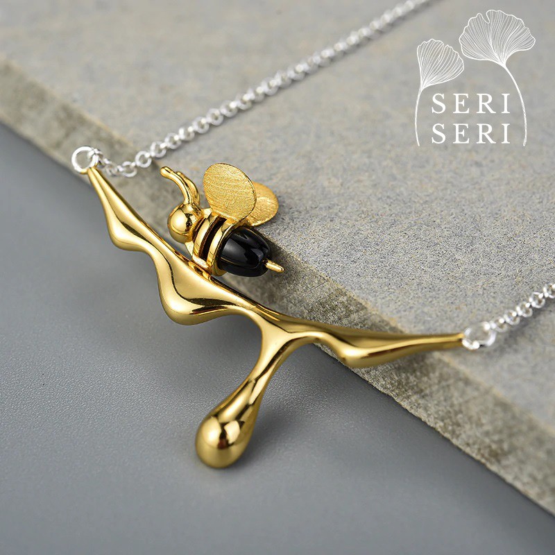 SERI SERI Kalung Wanita Perak 925 Asli Dripping Honey Bee Sterling Silver Necklace