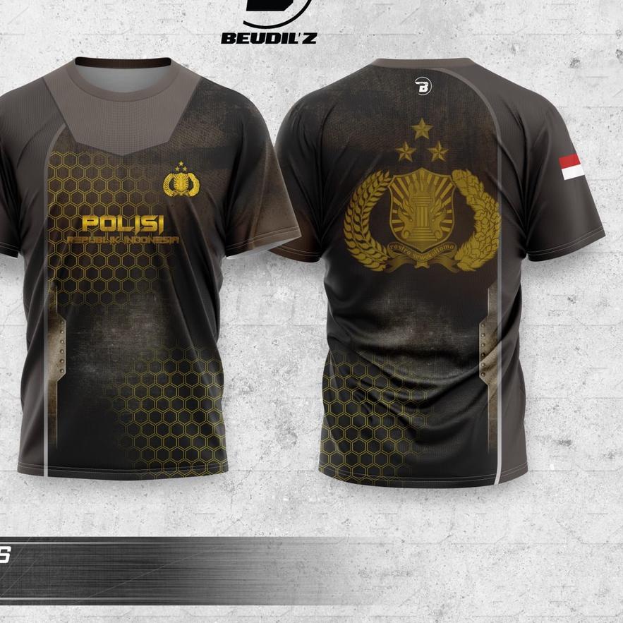 Jersey Kaos Polisi  polri  daleman pria coklat 