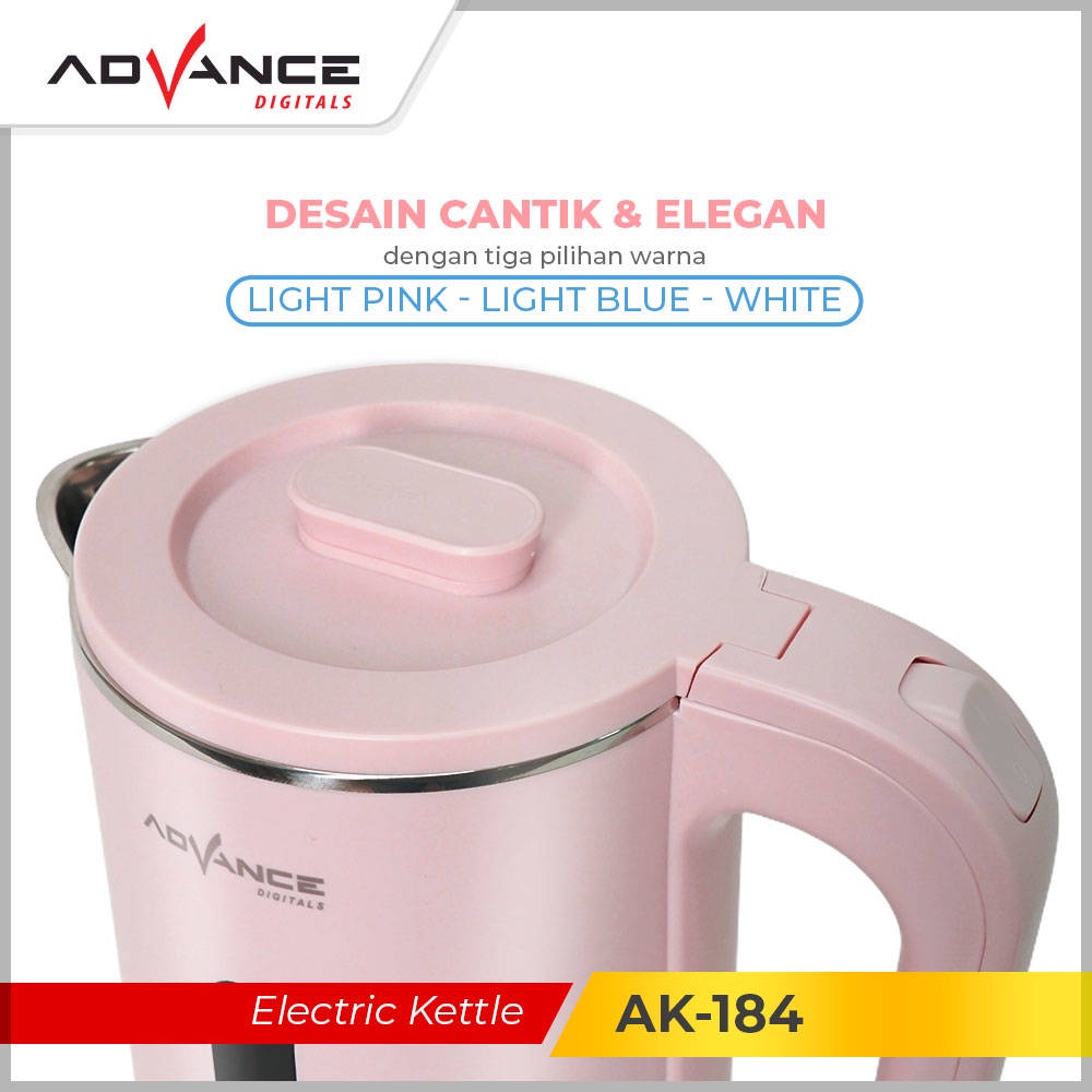 【Garansi 1 Tahun】ADVANCE Cerdas Teko Listrik Pemanas Air Electric Kettle ketel besar otomatis stainless 1.8L