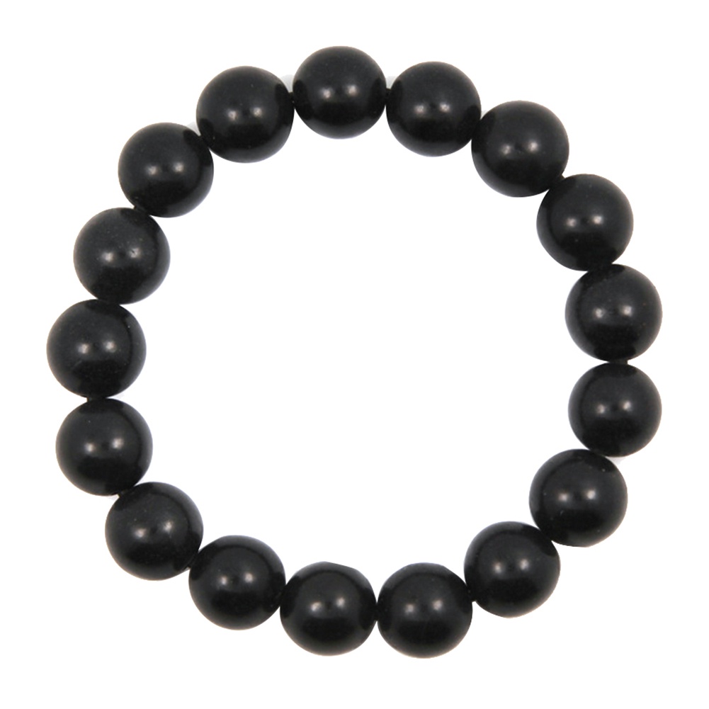 Hu Hu Hu Hu Hu Alat Bantu Pasang Kacamata♡ Gelang Manik-Manik Batu Hitam Minimalis Ukuran 8 / 10mm Untuk Pria / Wanita