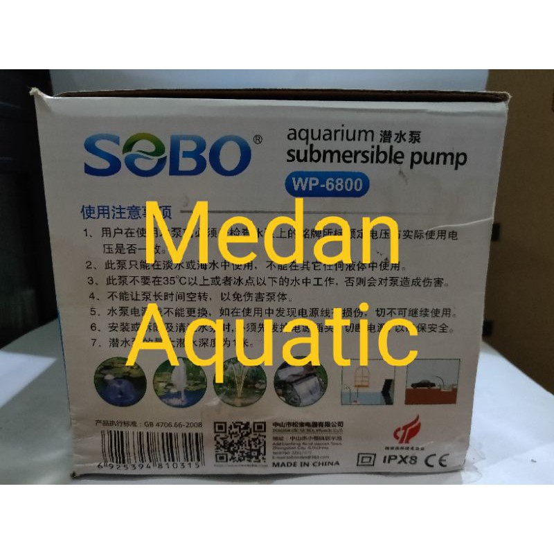 Sobo WP 6800 Submersible Pump Aquarium Kolam Hidroponik