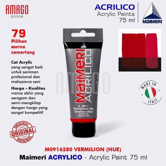 

MAIMERI Acrilico - Acrylic Paint - Vermilion - Hue - 75ml - M0916280