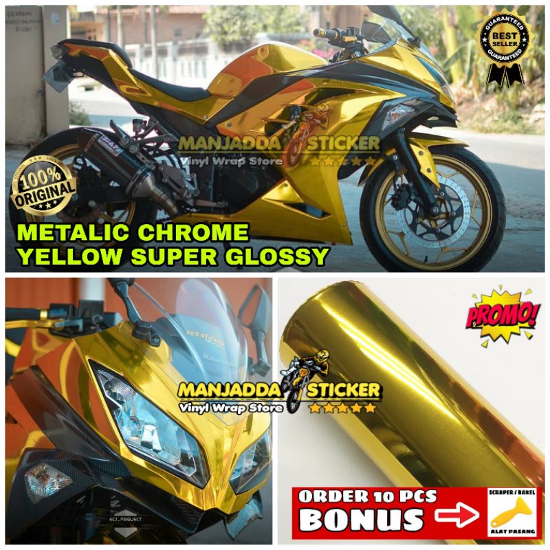 Stiker skotlet motor Chrome Yellow Super Glossy