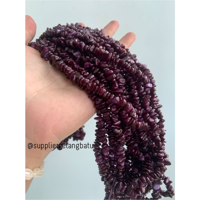 kerikil kerang DARK PURPLE CARNELIAN 1cm bahan manik akik UNGU tua