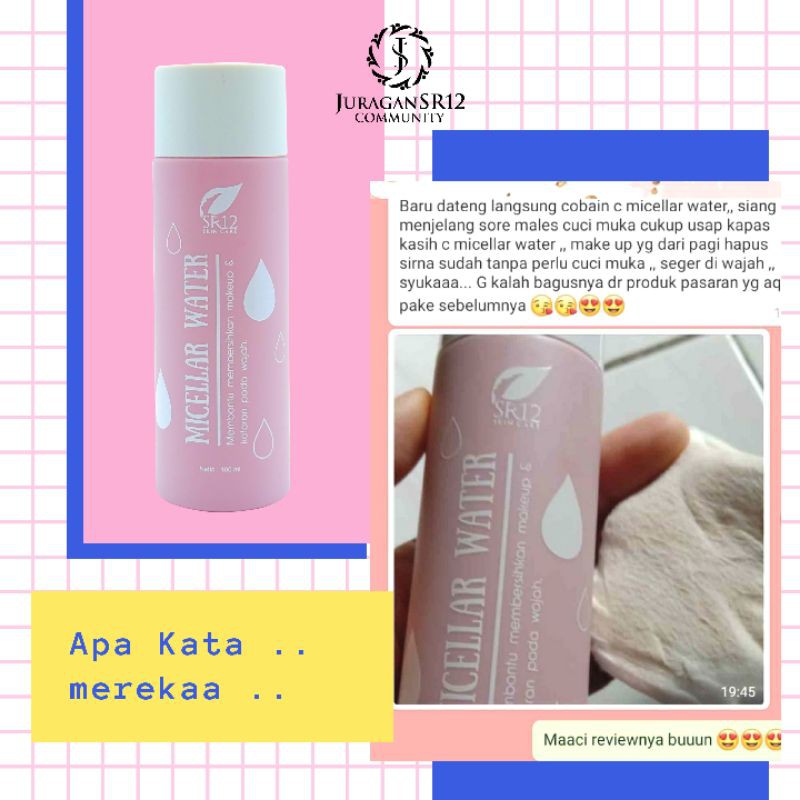 SR12 MICELLAR WATER / MELEMBABKAN WAJAH SECARA ALAMI DAN MEMBERSIHKAN SISA MAKEUP