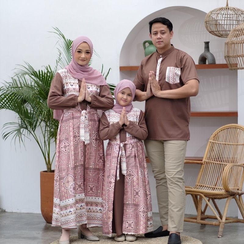 FAMSET / SARIMBIT KELUARGA / GAMIS COUPLE IBU DAN ANAK BAHAN SILK PREMIUM KOMBINASI