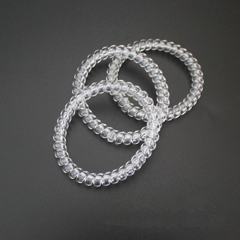 10pcs Transparent Laser Rainbow Color Telephone Line Hairpin for Women Hairline Tied Rubber Band